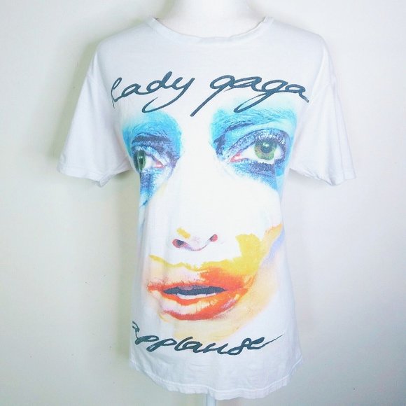 OPTIMA VINTAGE LADY GAGA Applause Tour Las Vegas Graphic White T-Shirt Size L - Picture 2 of 6